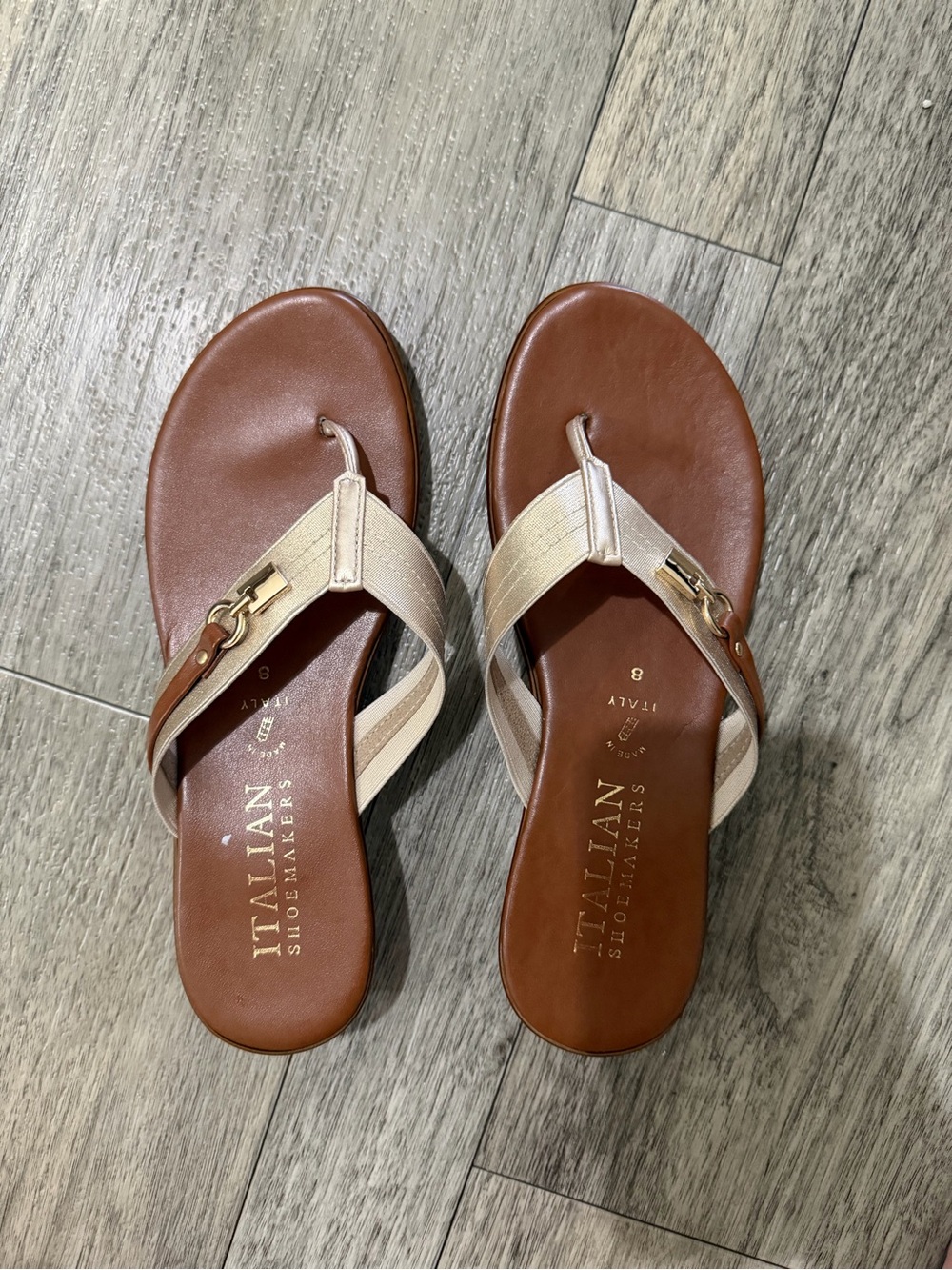 Italian Shoemakers Women’s Brown & Cream Flip Flop Sandals